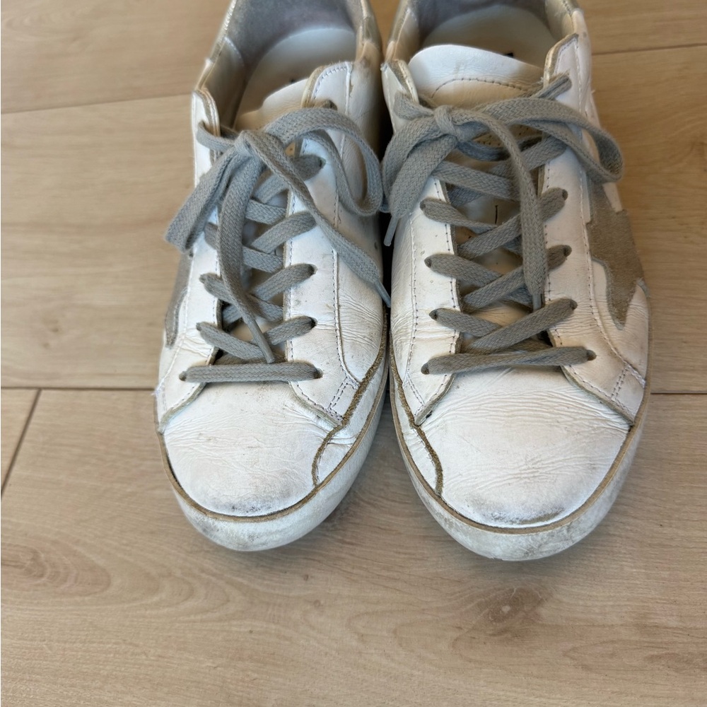 Golden Goose White and Gray Star Sneakers